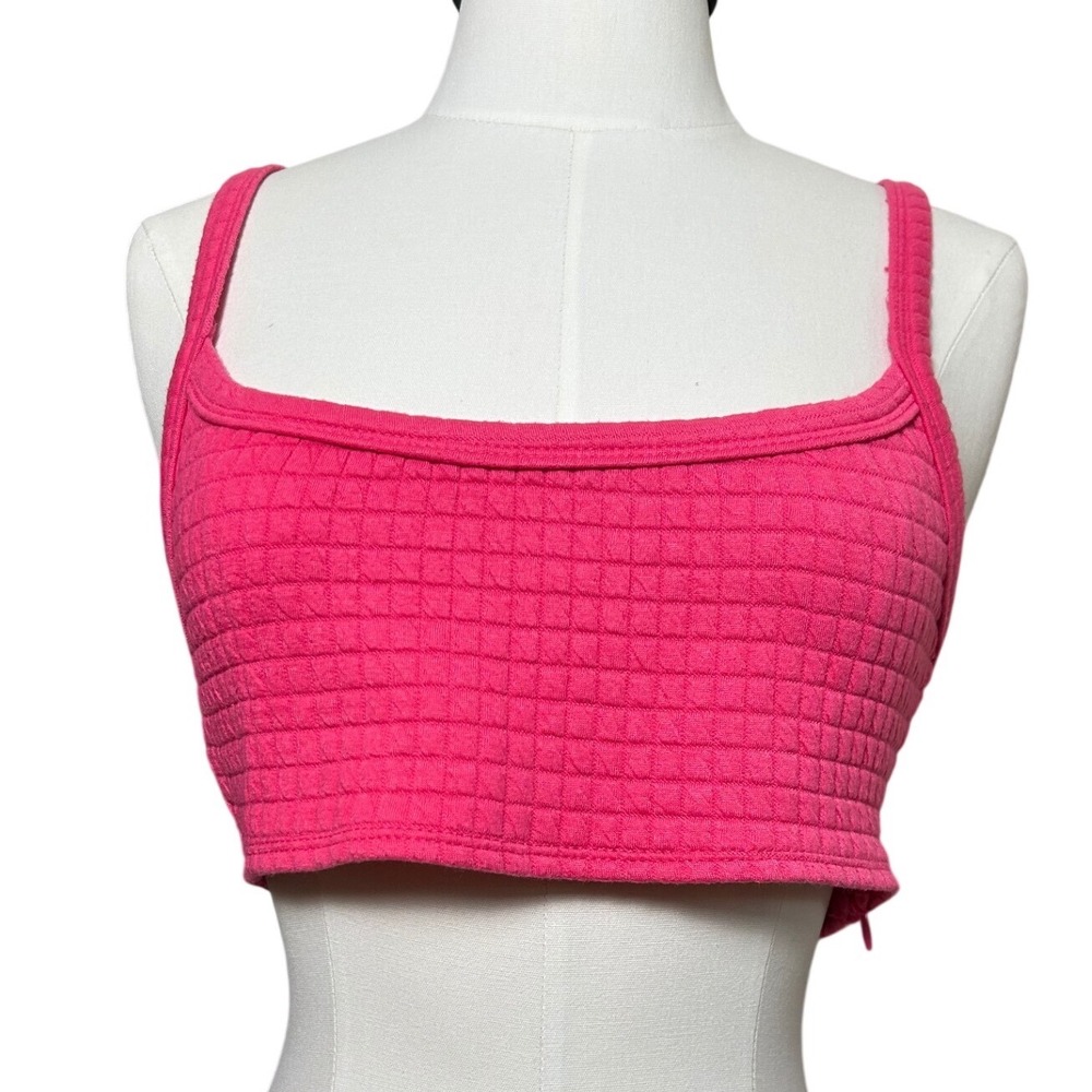 Princess Polly Hot Pink Quilted Crop Top Square Neck Side Zip Womens US 6